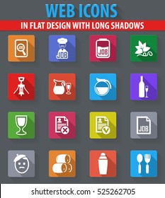Job web icons in flat design with long shadows