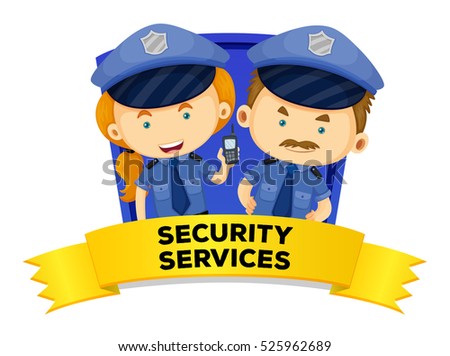 Job wordcard with two security services illustration