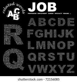 JOB. Wordcloud illustration. Illustration with different association terms.