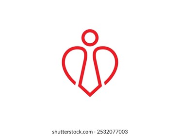 Logo-Design für die Arbeit. kreative Krawatte Liebe mit Menschen Symbol Vektor Vorlage