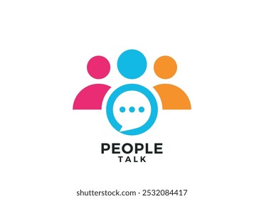 job work logo design. creative chat talk with people symbol vector template