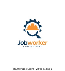 job worker contractor logo design job search concept recruitment agency HR