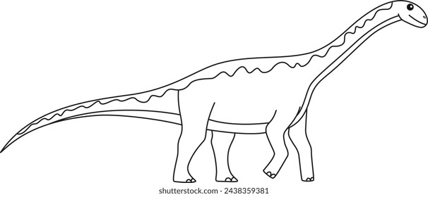 Jobaria Dinosaur coloring page. Cute flat dinosaur isolated on white background