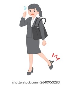 Job-Hunting Woman with Broken Heel (Skirt Style)