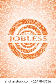 Jobless abstract emblem, orange mosaic background