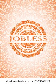 Jobless abstract orange mosaic emblem