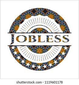 Jobless arabic badge background. Arabesque decoration.