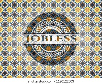 Jobless arabic emblem background. Arabesque decoration.