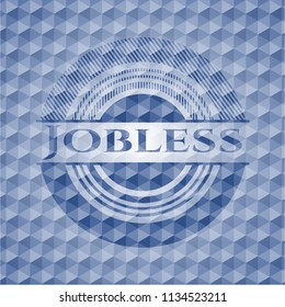 Jobless blue hexagon badge.