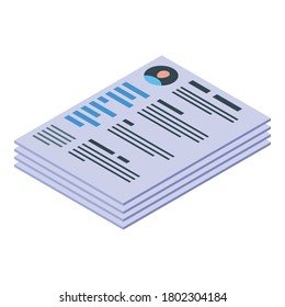 Jobless cv papers icon. Isometric of jobless cv papers vector icon for web design isolated on white background