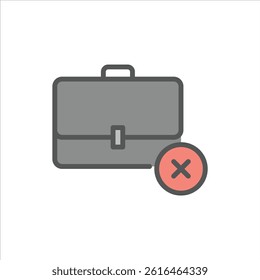 jobless filled outline icon. briefcase color line illustration.