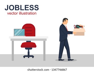Jobless flat vector design illustration, dismissed