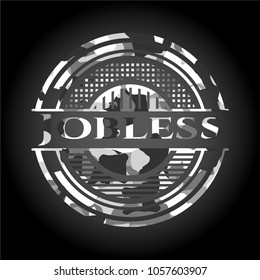 Jobless grey camouflaged emblem