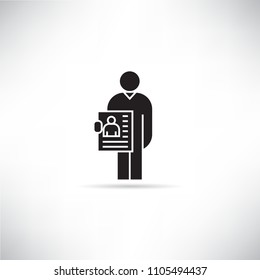 jobless man and job application icon
