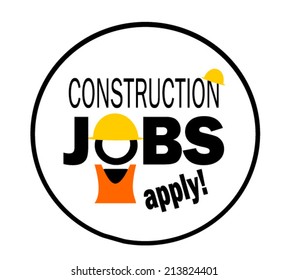 jobs available apply here sign with construction worker and hard hat
