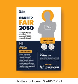 Jobs Career Fair and Career counseling agency editable print flyer or poster template, we are hiring , job vacancy flyer or poster, job fair leaflet, brochure cover design