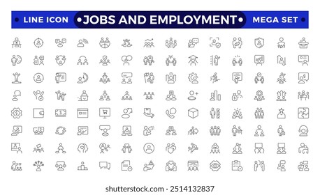 Jobs and Employment icon set. Recruitment icon set Included the icons as Job Interview, Career Path, Resume, Job hiring, Candidate and Human resource icons.
