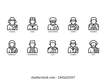 Jobs and occupations icons set