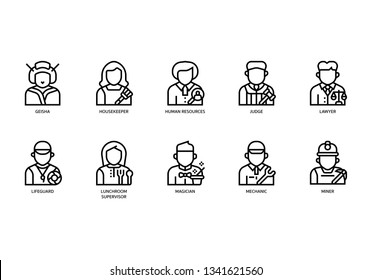 Jobs and occupations icons set