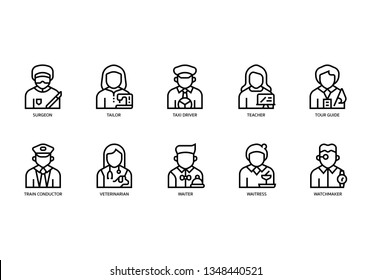 Jobs and occupations icons set