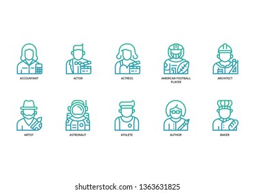Jobs and occupations icons set