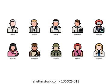 Jobs and occupations icons set