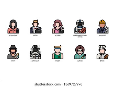 Jobs and occupations icons set