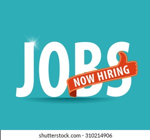 Jobs Opening Now Hiring Blue Thumbs Up Advertising Job Offer And Sign With The Words Now Hiring Isolated, Now Hiring Sign On Bright Background