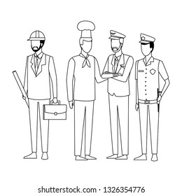 Jobs and professions avatar in black and white