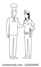 Jobs and professions avatar in black and white