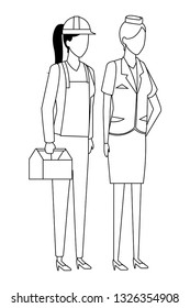 Jobs and professions avatar in black and white