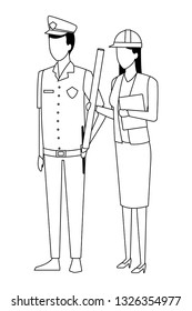 Jobs and professions avatar in black and white