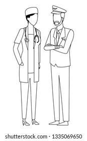 Jobs and professions avatar in black and white