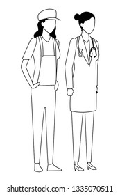 Jobs and professions avatar in black and white