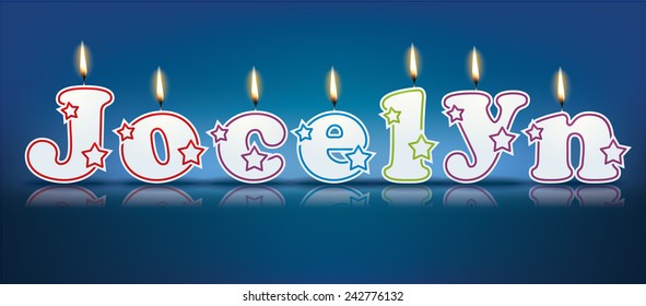 JOCELYN escrito con velas encendidas - ilustración vectorial