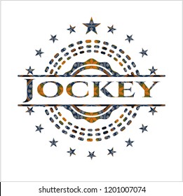 Jockey arabic style badge. Arabesque decoration.