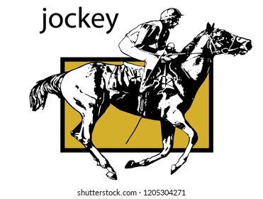 jockey back and white vector isonlate