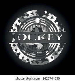 Jockey grey camouflaged emblem. Vector Illustration.