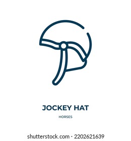 Jockey hat icon. Linear vector illustration from horses collection. Outline jockey hat icon vector. Thin line symbol for use on web and mobile apps, logo, print media.