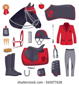 Jockey horse icons vector.