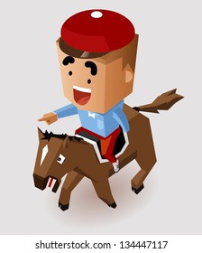 Jockey Horse Racing. Vector Illustration