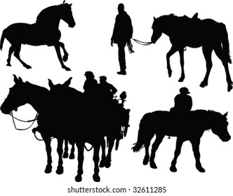 jockey and horse silhouette - vector