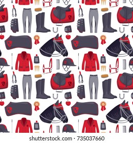 Jockey horse vector hippodrome champion animal seamless pattern background stallion competition nature farm riding activity sport leisure illustration.