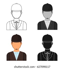 Jockey icon in cartoon style isolated on white background. Hippodrome and horse symbol stock vector illustration.