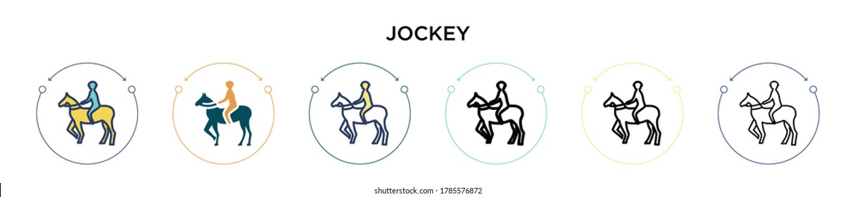 Jockey icon in filled, thin line, outline and stroke style. Vector illustration of two colored and black jockey vector icons design can be used for mobile, ui, web