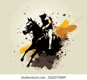 Jockey sobre caballo, graffiti abstracto