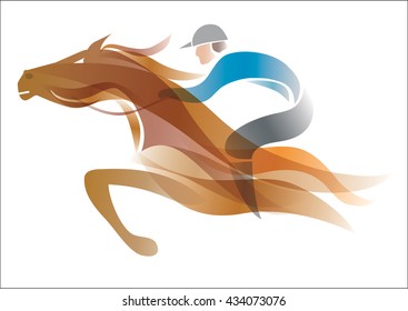 Jockey on the horse.
Colorful stylized illustration of Jockey on the running horse. Vector available.
