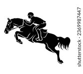 Jockey on horse - Equestrian - horse riding - isolated vector illustration