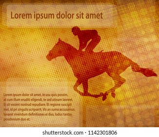 jockey on racing horse over abstract background with space for text - vector