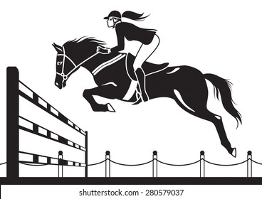 Jockey ride horse - vector illustration